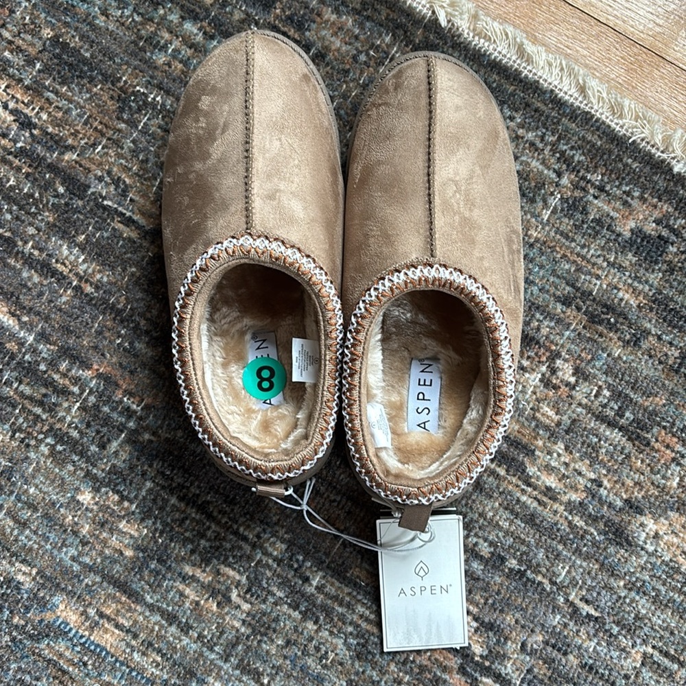 Aspen Cozy Faux-Suede Slip Ons in Taupe